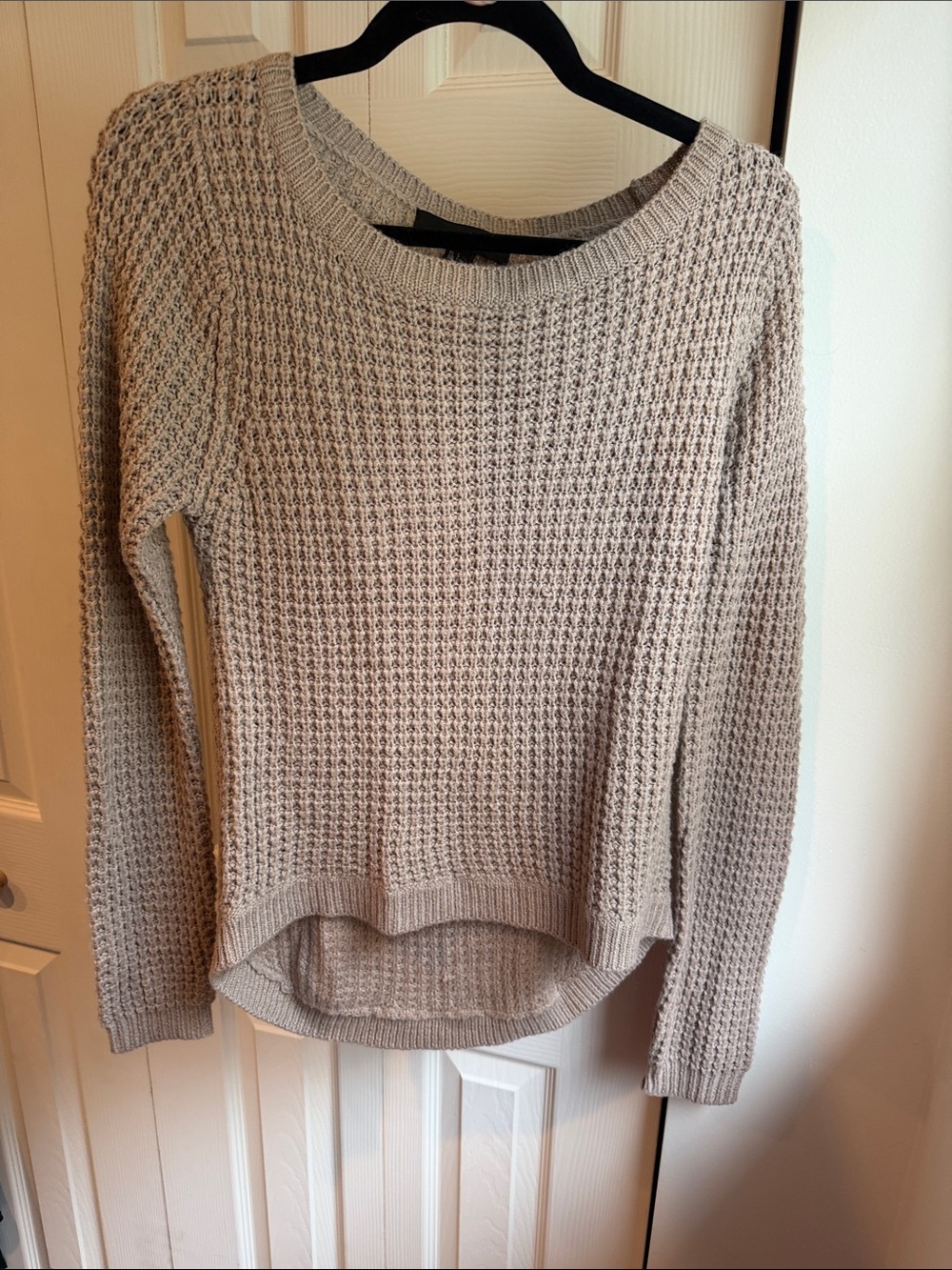 Forever 21 Beige Waffle-Knit Scoop Neck Sweater